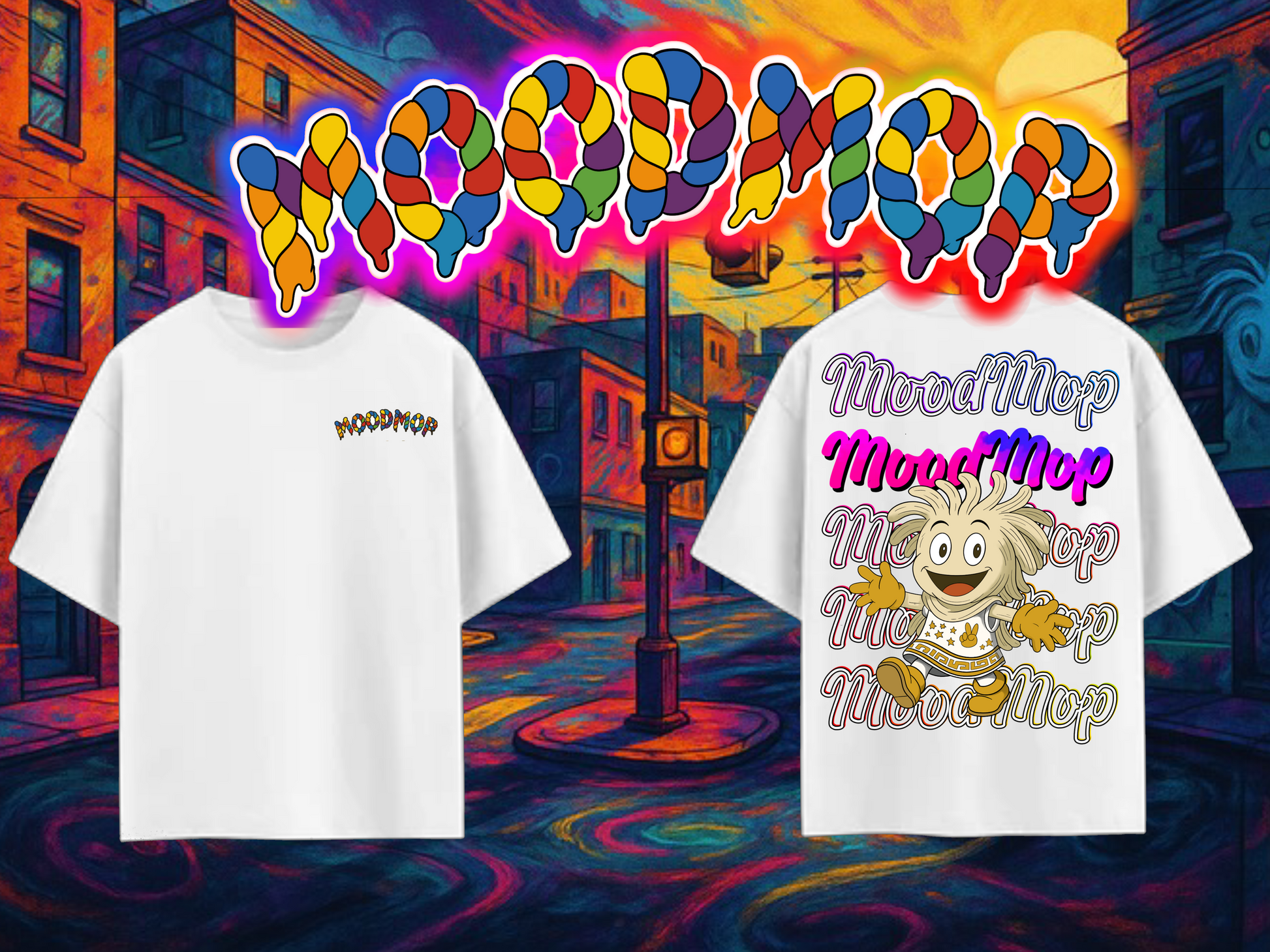 MoodMop Drip Tee — OG Mascot Edition